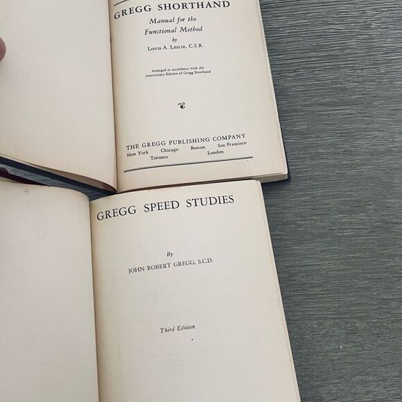 2 Vintage Antique Gregg Shorthand Speed Studies Textbooks Lot - Picture 5 of 7